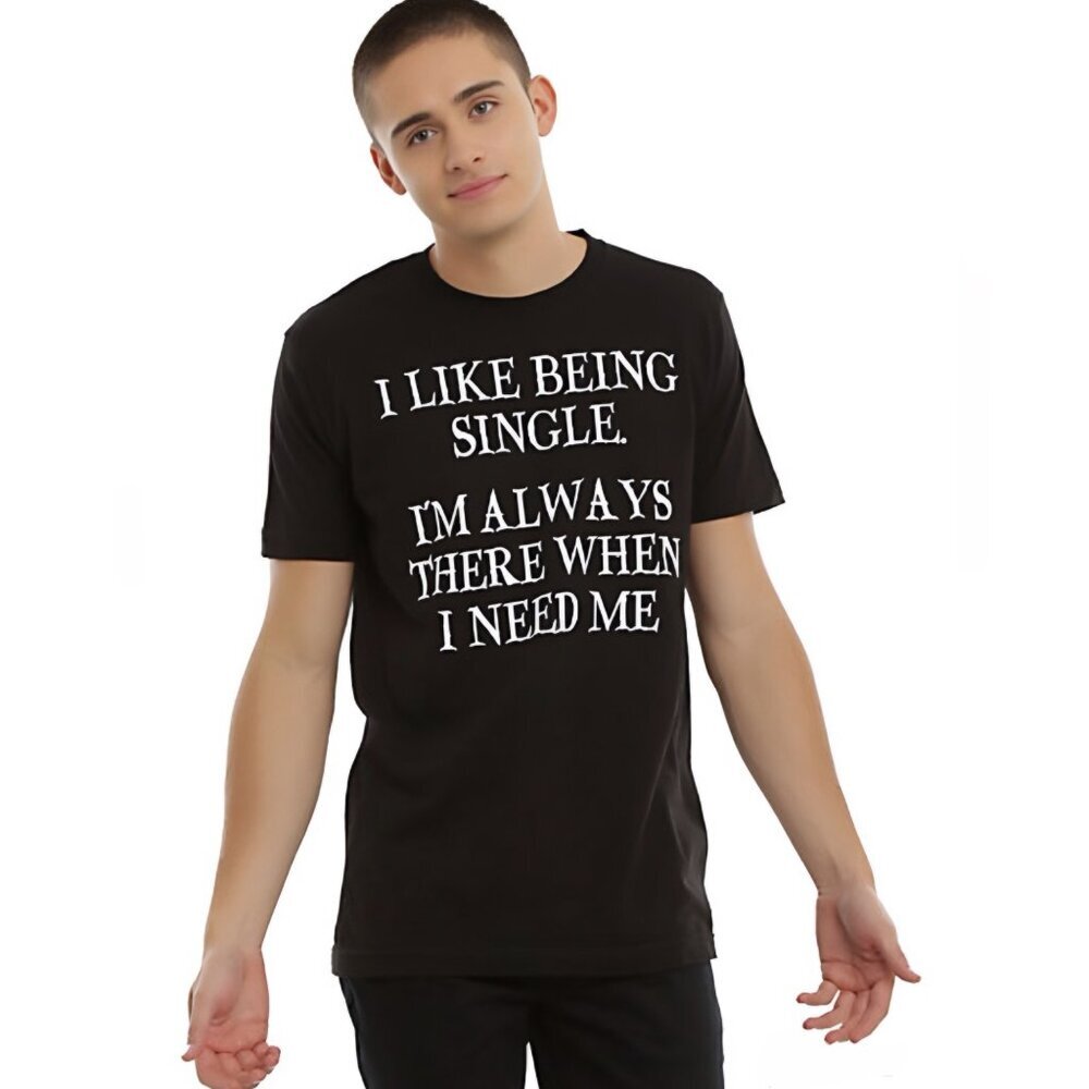 Black Matter ✦ I Like Being Single Tee ✦ Black White Graphic Crew Neck XL NWT